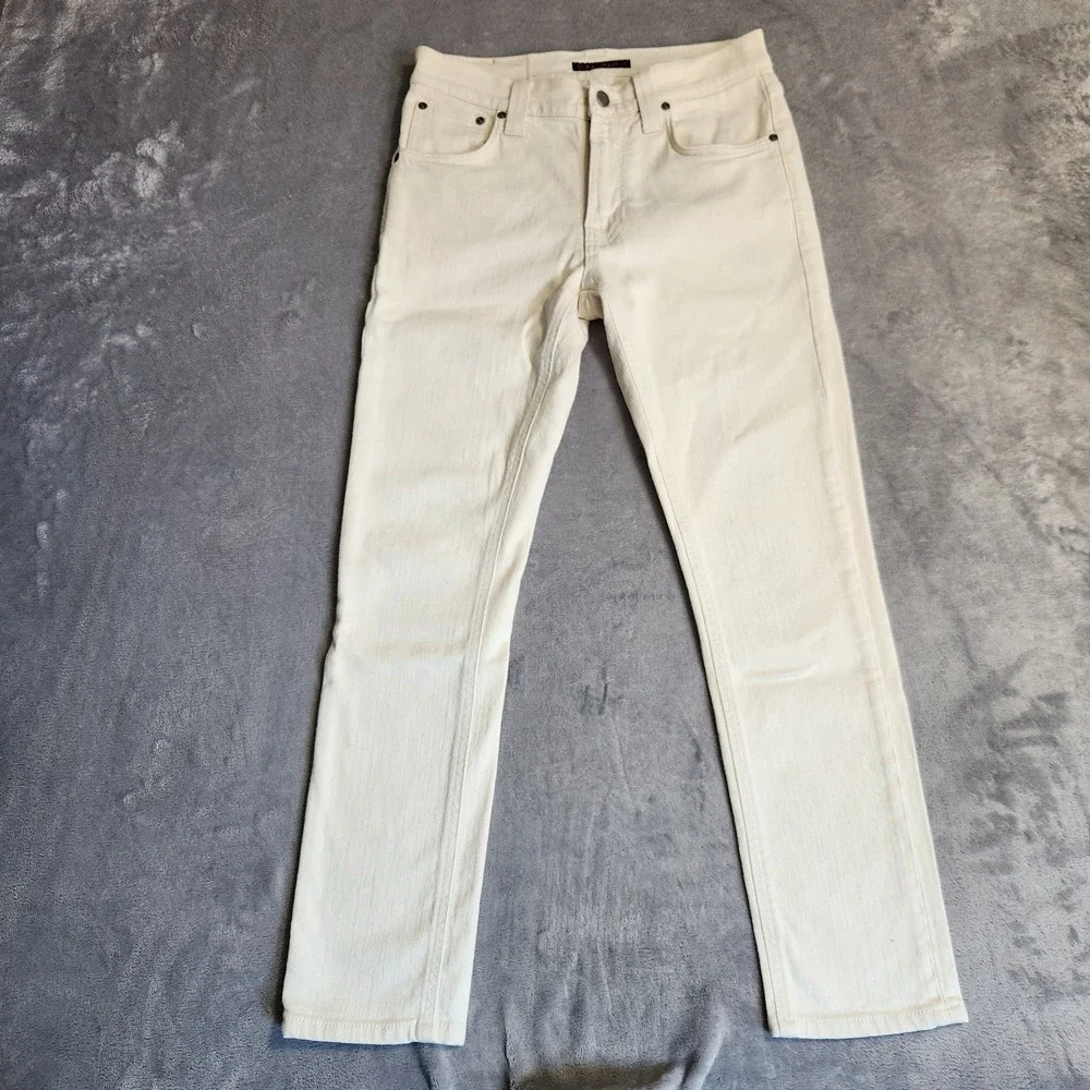 Nudie Jeans Co. Lean Dean Ecru Beach Slim Fit Organic Denim W28 L30 28x30 Cream
